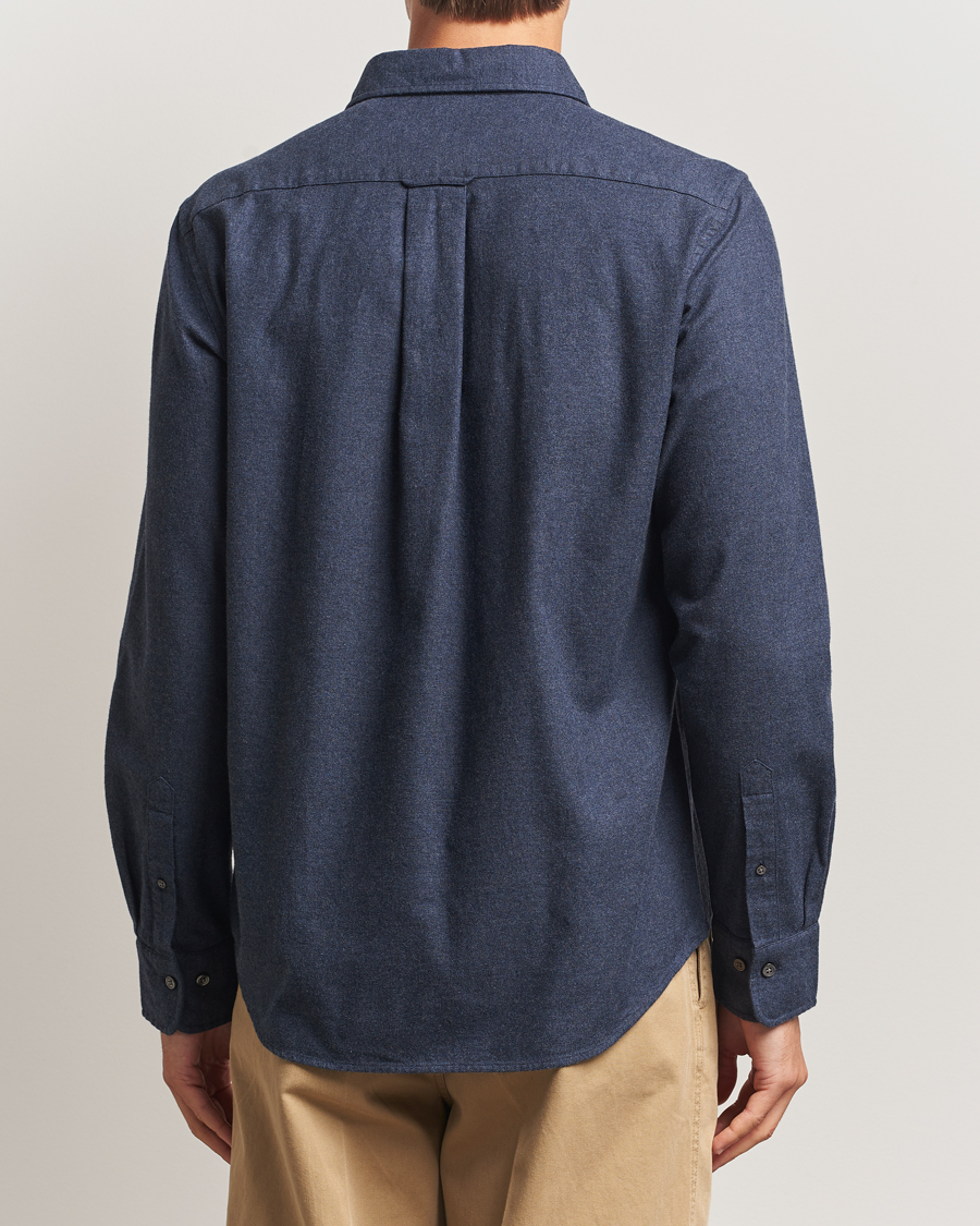 Herre | Skjorter | GANT | Regular Fit Flannel Shirt Dark Indigo Melange