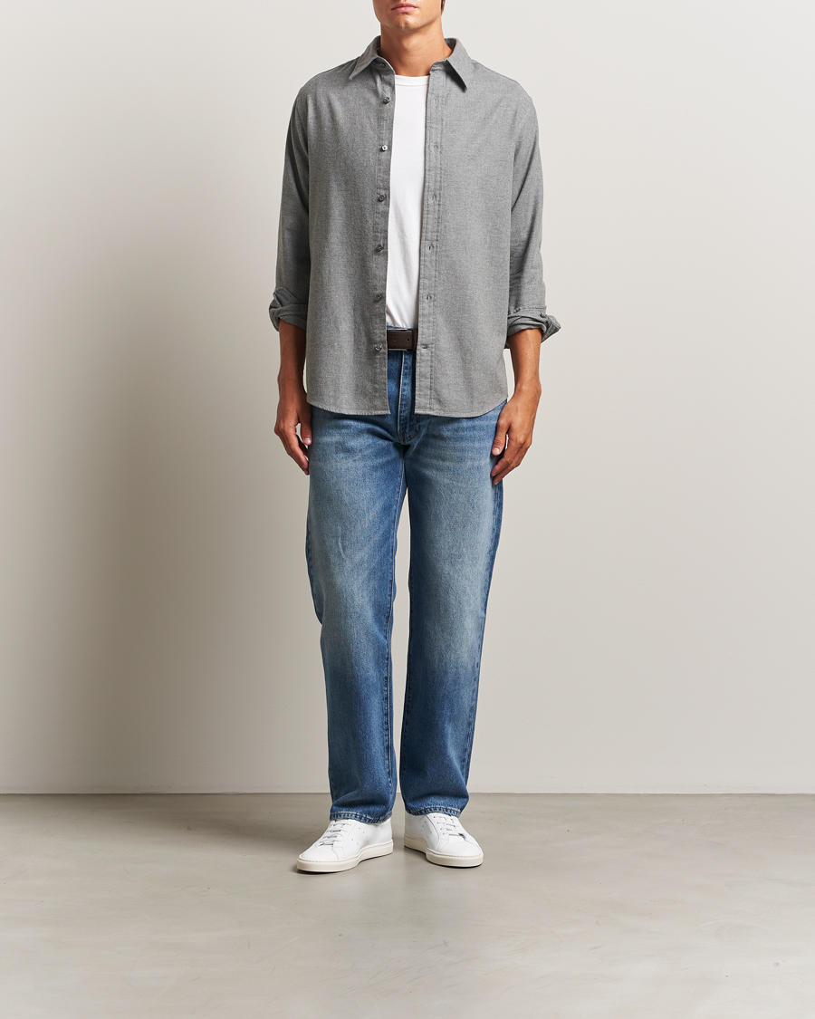 Herre | Skjorter | GANT | Regular Fit Flannel Shirt Dark Grey Melange