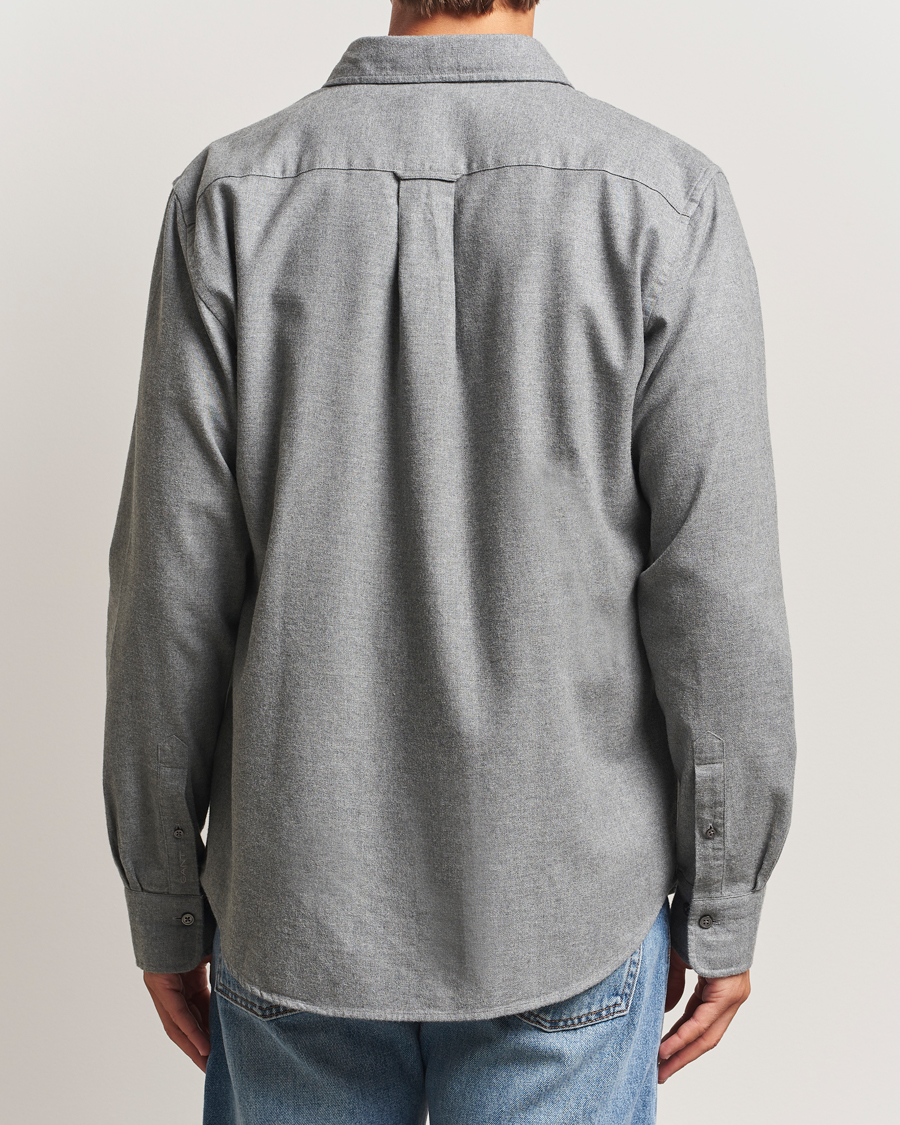 Herre | Skjorter | GANT | Regular Fit Flannel Shirt Dark Grey Melange