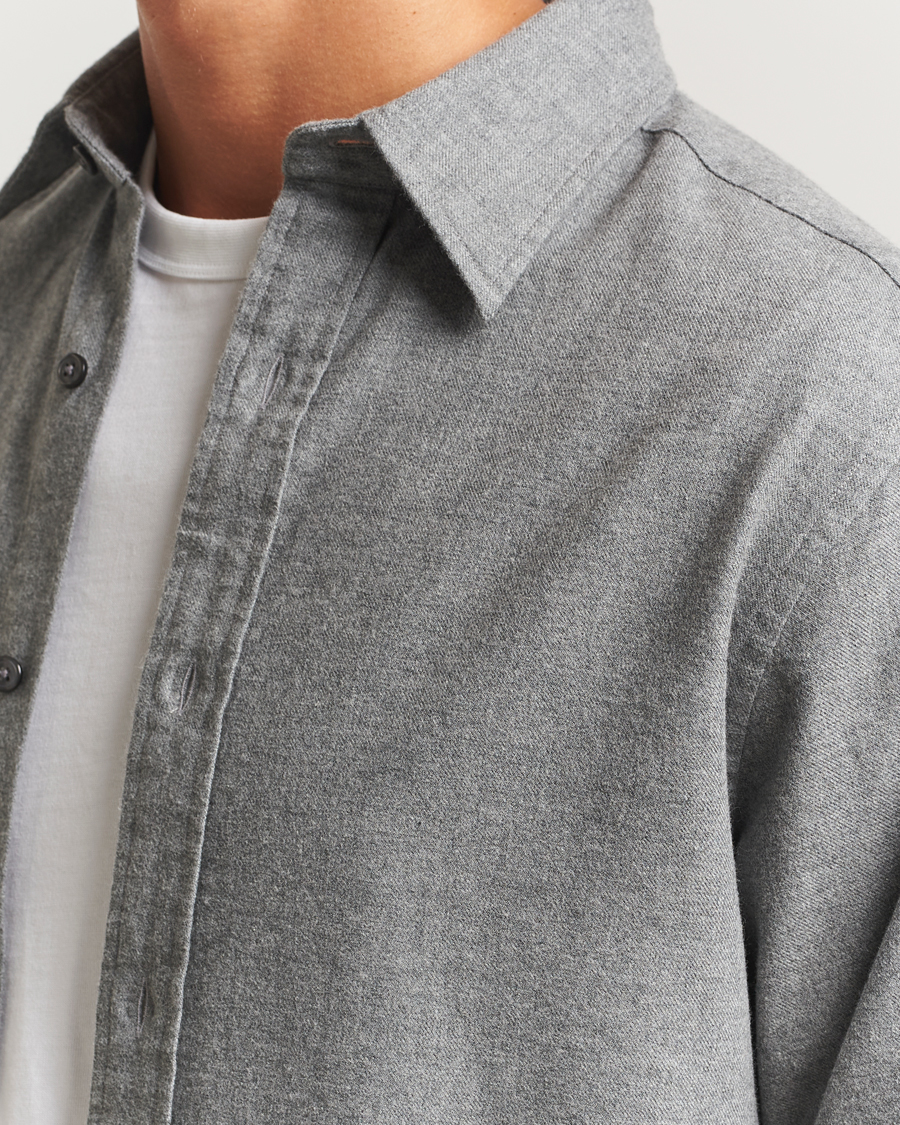 Herre | Skjorter | GANT | Regular Fit Flannel Shirt Dark Grey Melange