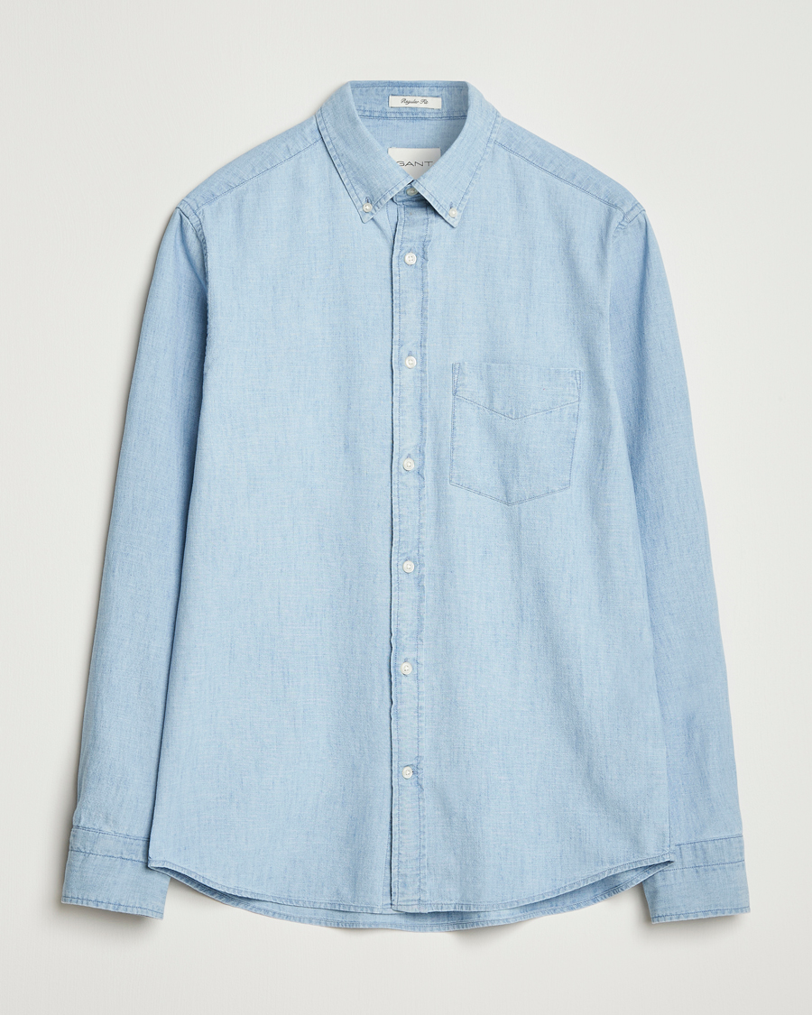 Herre | Skjorter | GANT | Regular Fit Chambray Shirt Light Blue