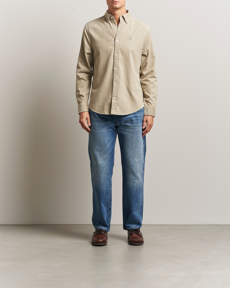 Herre | Skjorter | GANT | Regular Fit Corduroy Shirt Greige