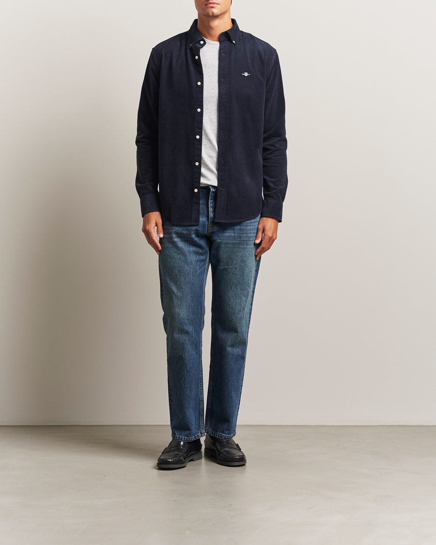 Herre | Skjorter | Gant | Regular Fit Corduroy Shirt Evening Blue