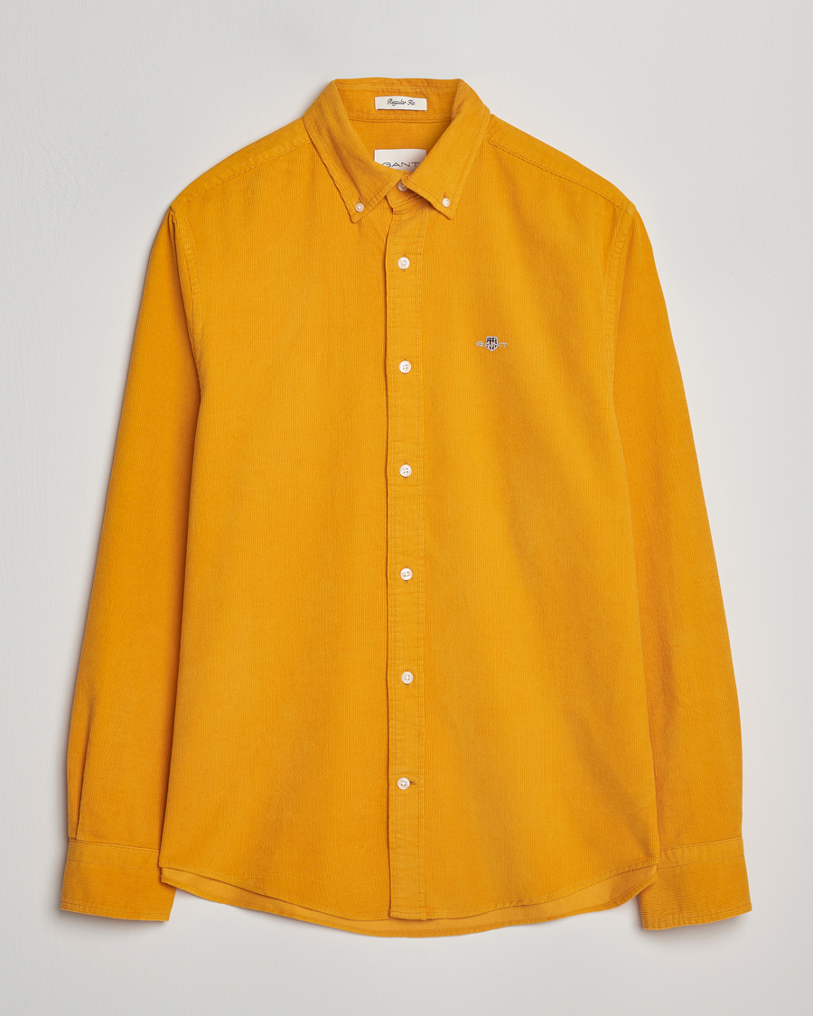 Herre | Skjorter | GANT | Regular Fit Corduroy Shirt Yellow Lichen