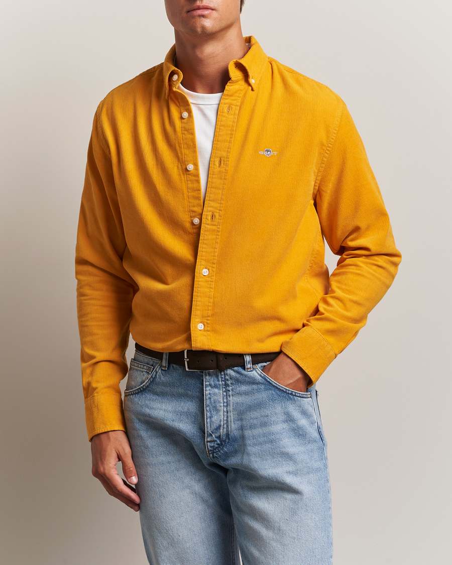 Herre | Skjorter | GANT | Regular Fit Corduroy Shirt Yellow Lichen