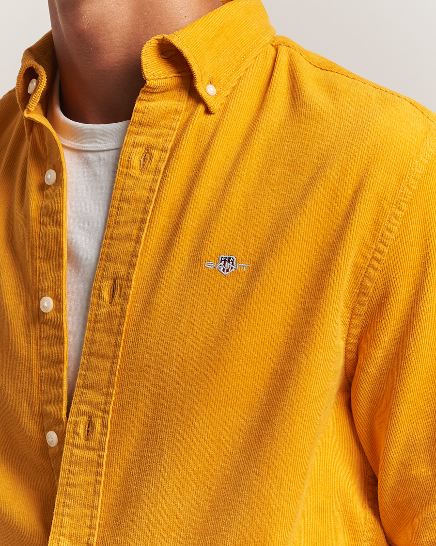 Herre | Skjorter | GANT | Regular Fit Corduroy Shirt Yellow Lichen