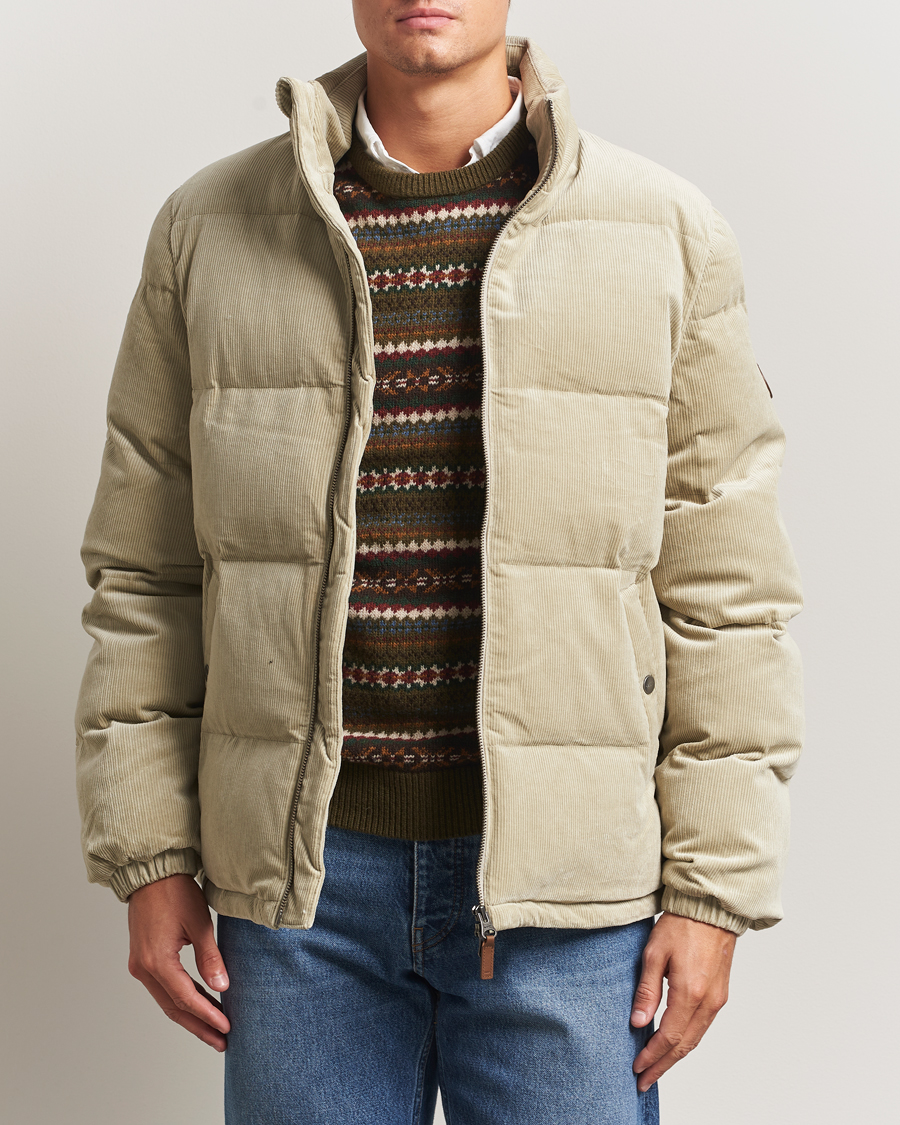 Herre | Jakker | GANT | Corduroy Down Puffer Jacker Greige