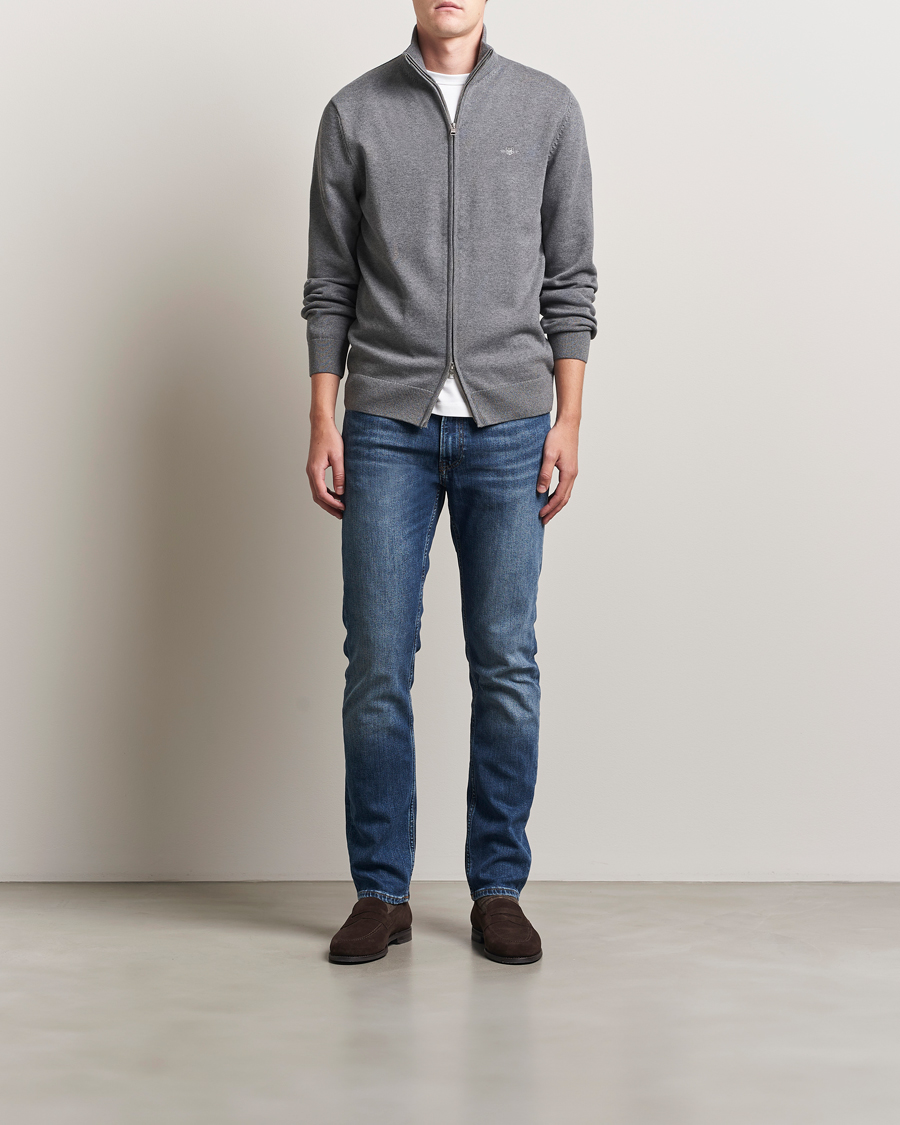 Herre | Trøjer | Gant | Casual Cotton Full Zip Dark Grey Melange