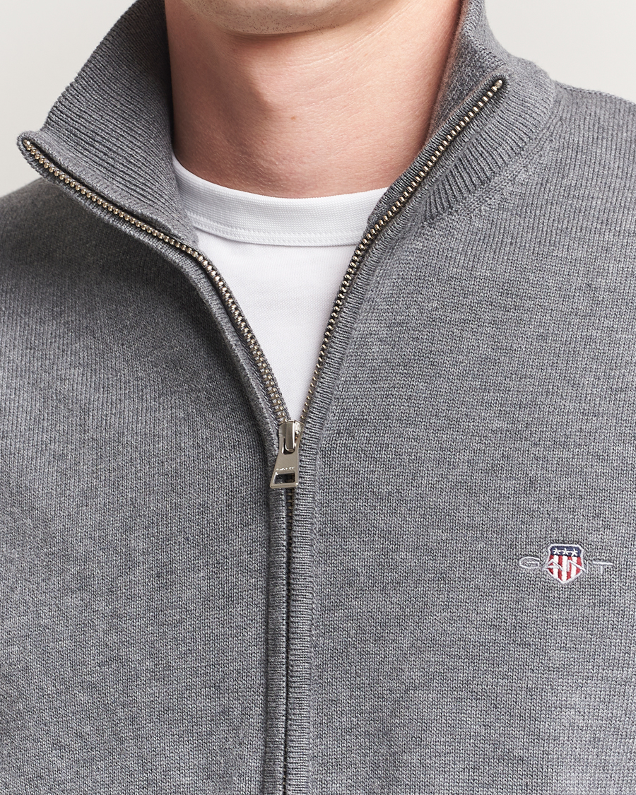 Herre | Trøjer | Gant | Casual Cotton Full Zip Dark Grey Melange