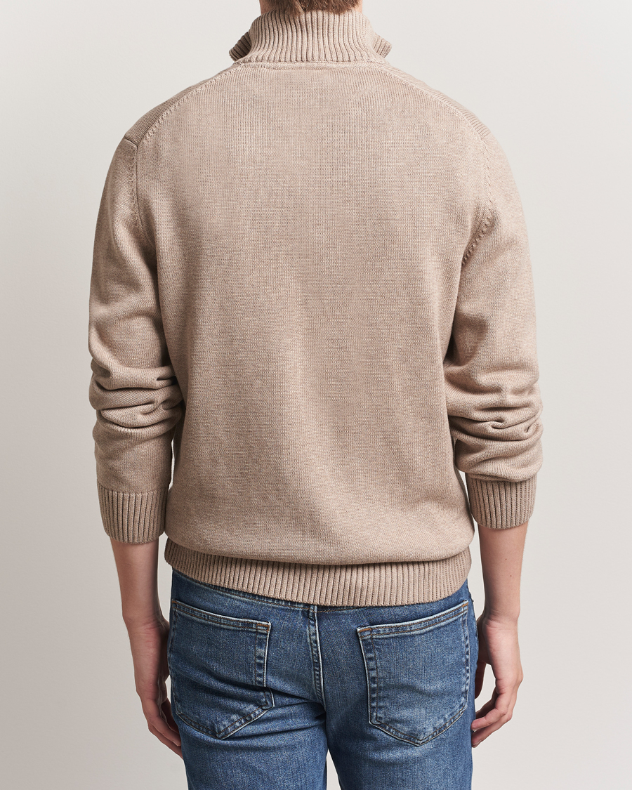 Herre | Trøjer | GANT | Casual Cotton Half Zip Dark Sand Melange