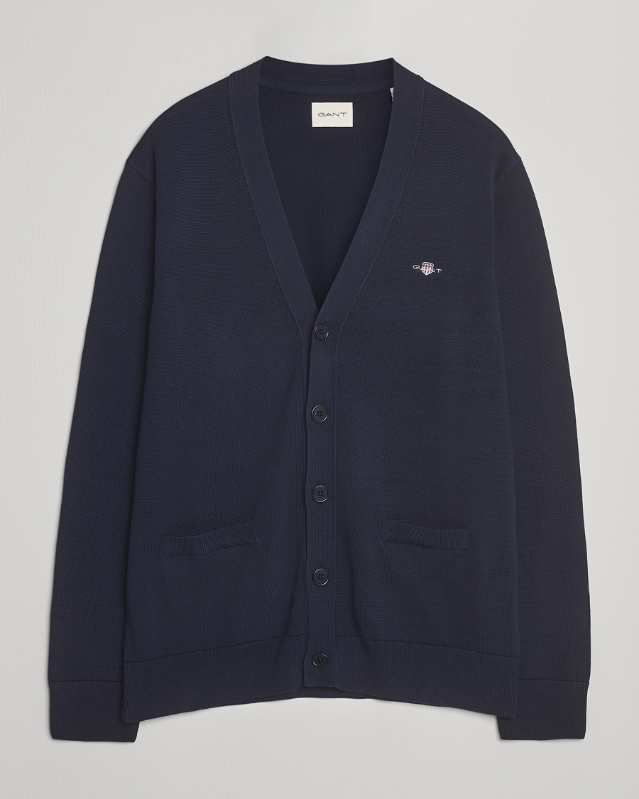 Herre | Trøjer | Gant | Casual Cotton Cardigan Evening Blue
