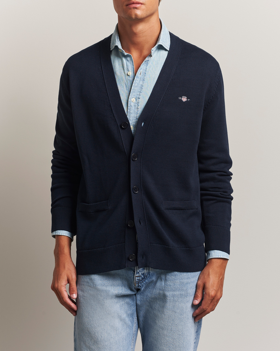 Herre | Trøjer | Gant | Casual Cotton Cardigan Evening Blue