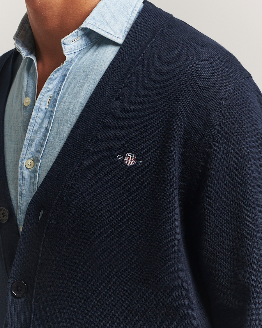 Herre | Trøjer | Gant | Casual Cotton Cardigan Evening Blue
