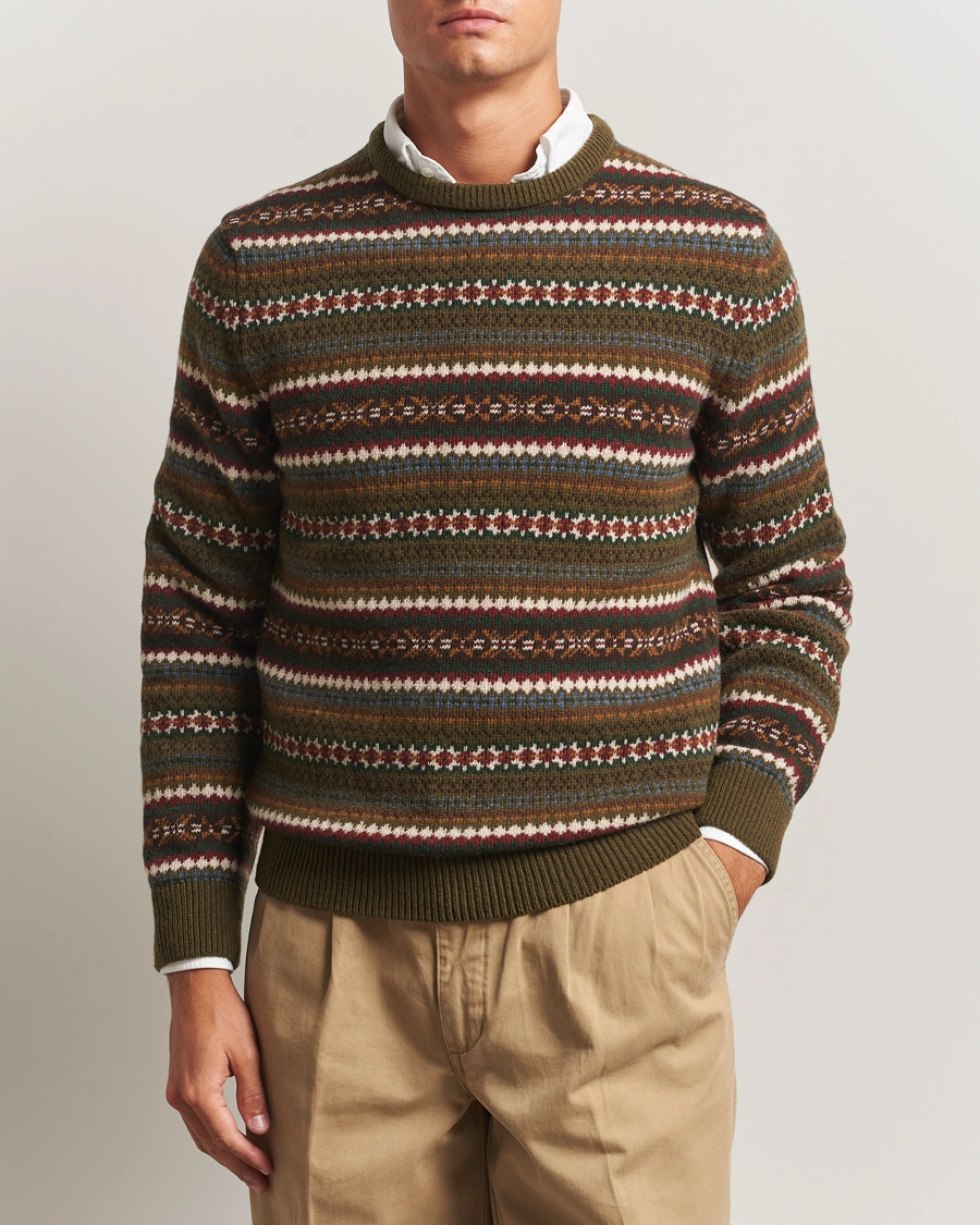 Herre | Trøjer | GANT | Fair Isle Knitted Crew Neck Sweater Country Green