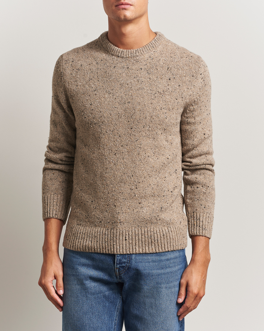 Herre | Trøjer | GANT | Neps Wool Crew Neck Sand Melange