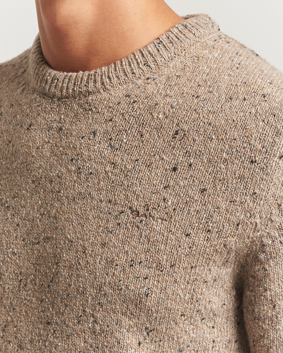 Herre | Trøjer | GANT | Neps Wool Crew Neck Sand Melange