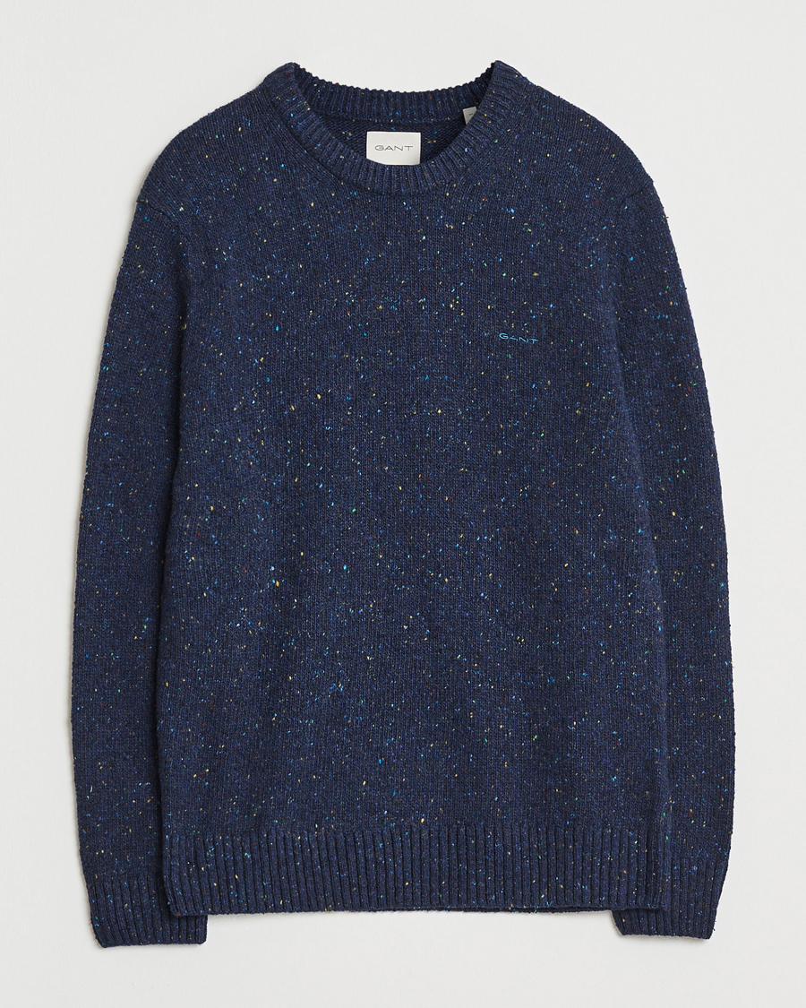 Herre | Trøjer | GANT | Neps Wool Crew Neck Evening Blue