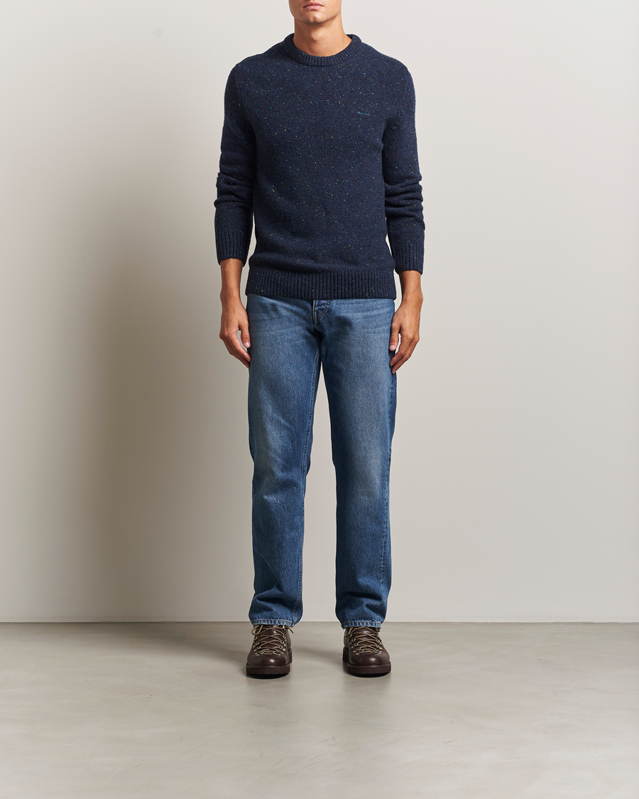 Herre | Trøjer | GANT | Neps Wool Crew Neck Evening Blue