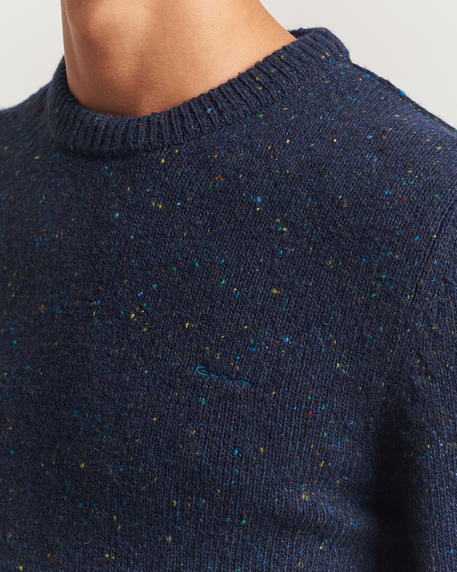 Herre | Trøjer | GANT | Neps Wool Crew Neck Evening Blue