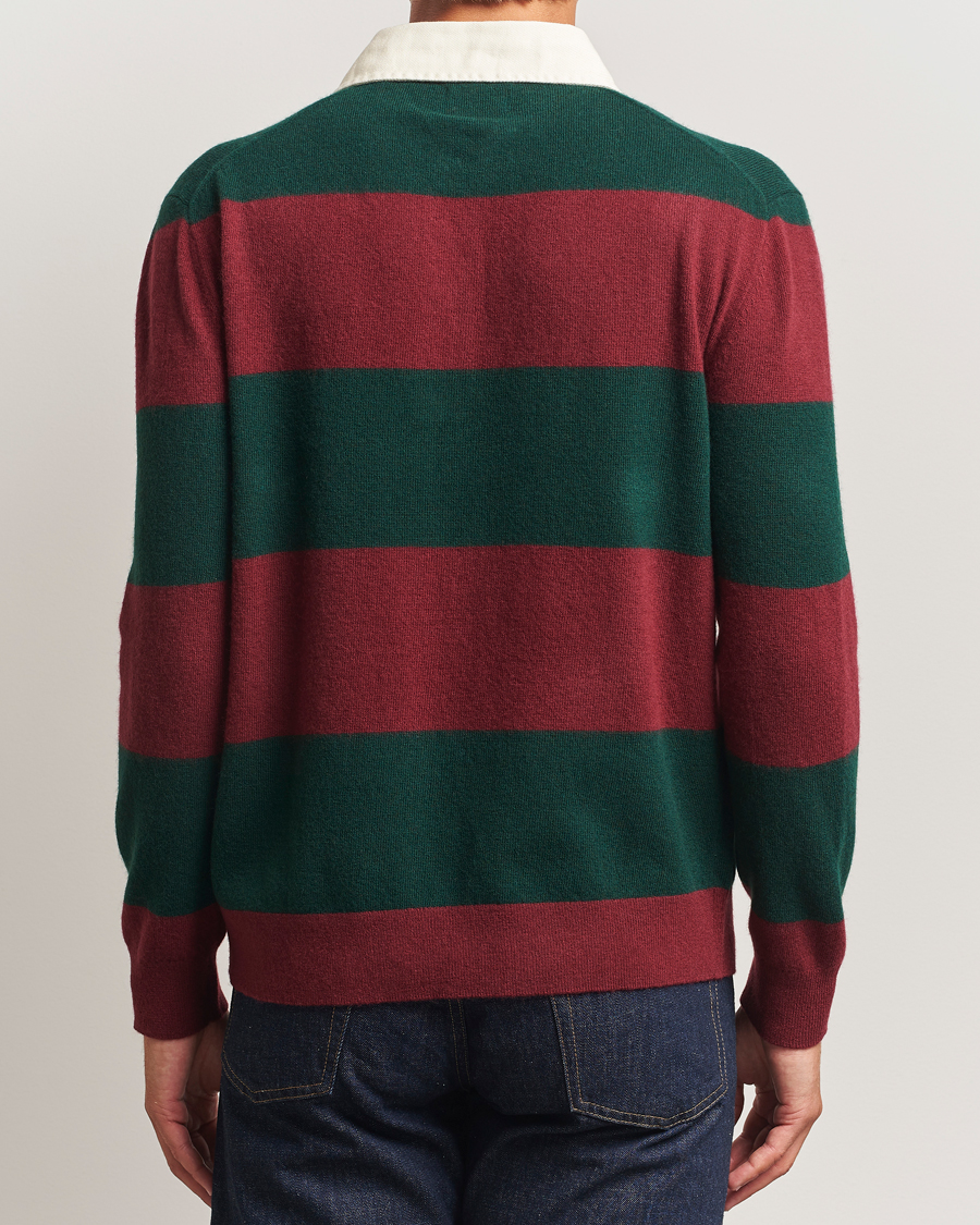 Herre | Trøjer | GANT | Extra Fine Lambswool Striped Knitted Rugger Tartan Green