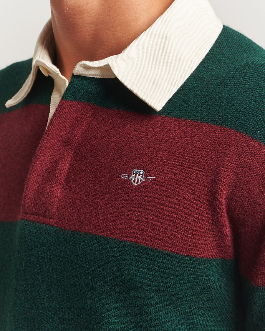 Herre | Trøjer | GANT | Extra Fine Lambswool Striped Knitted Rugger Tartan Green