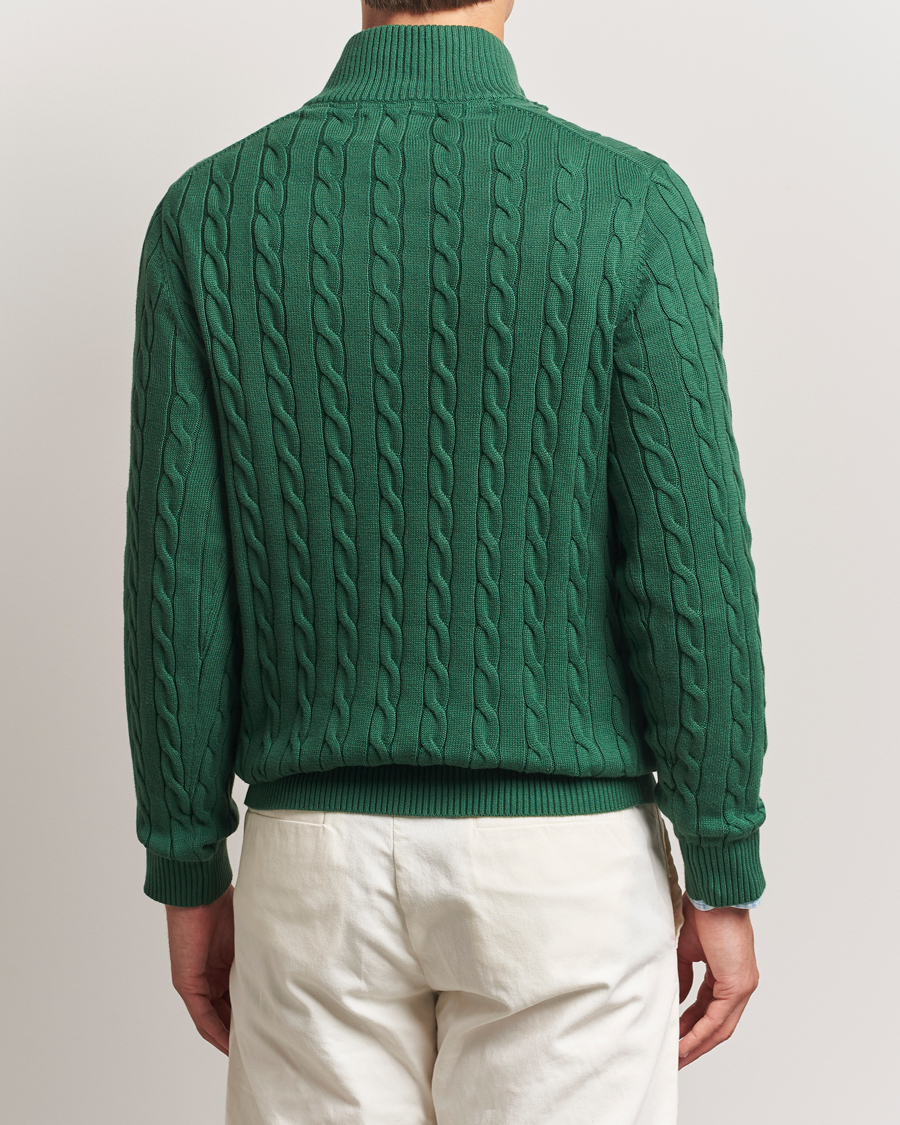 Herre | Trøjer | GANT | Cotton Cable Half Zip Forest Green