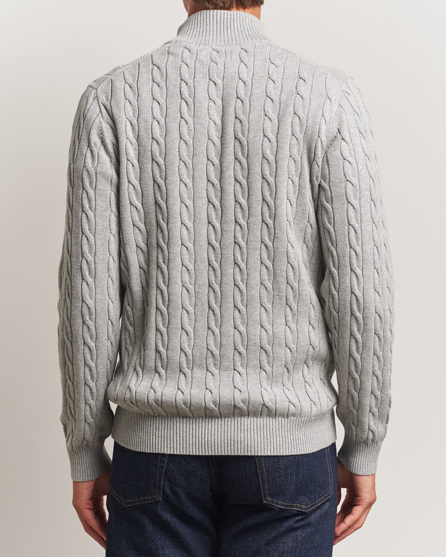 Herre | Trøjer | GANT | Cotton Cable Half Zip Grey Melange