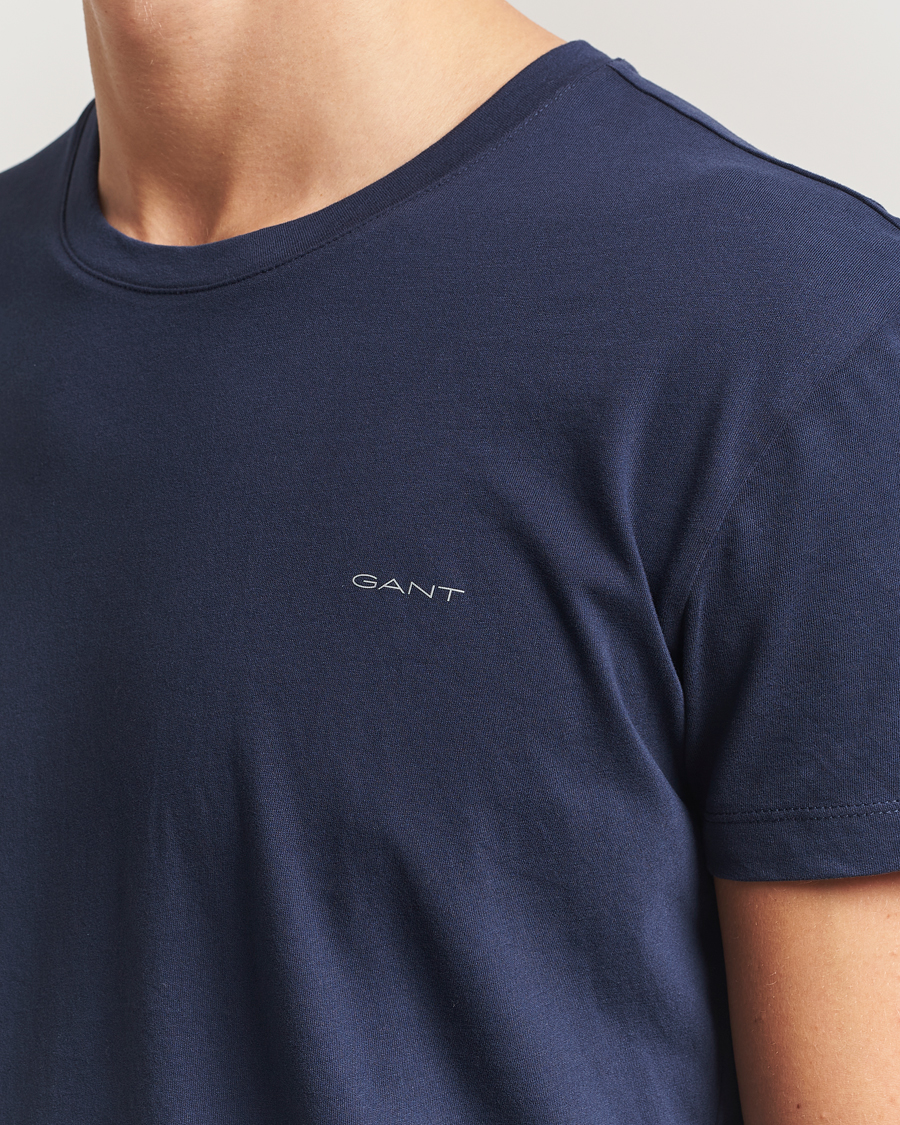 Herre | T-Shirts | GANT | 2-Pack Crew Neck T-Shirt Light Grey/Navy