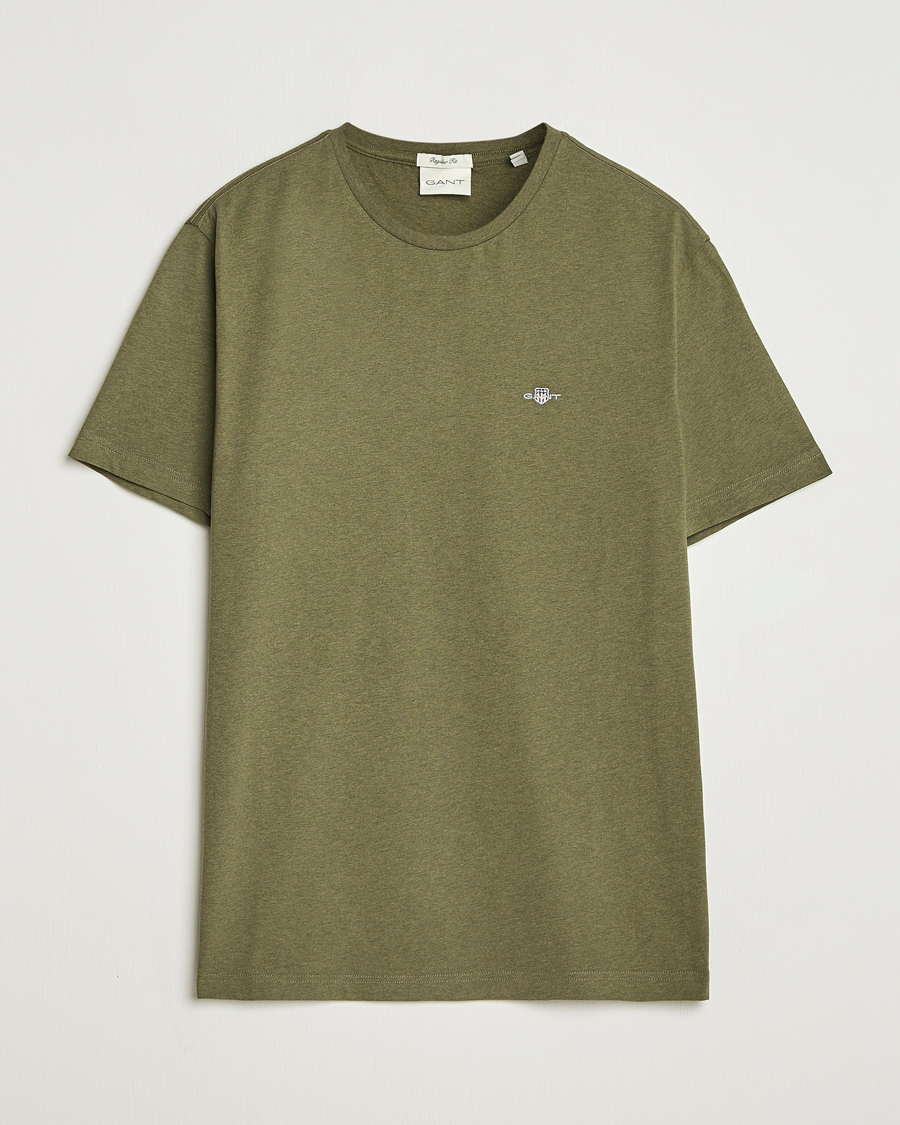 Herre | T-Shirts | GANT | The Original T-Shirt Khaki Green Melange