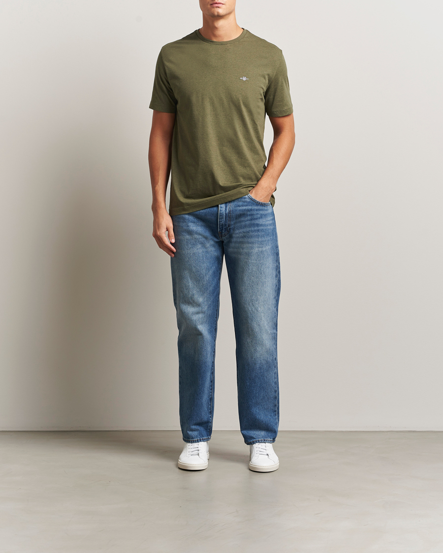 Herre | T-Shirts | GANT | The Original T-Shirt Khaki Green Melange
