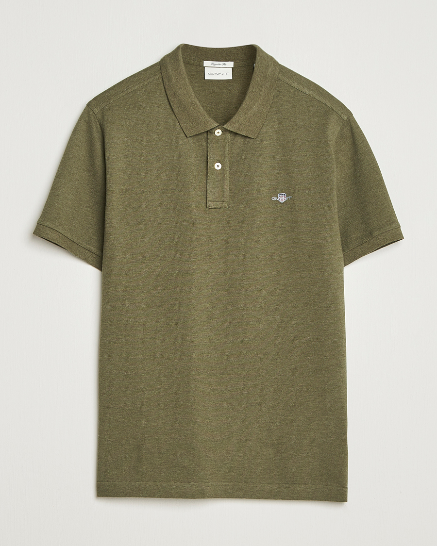 Herre | Polotrøjer | GANT | The Original Polo Khaki Green Melange