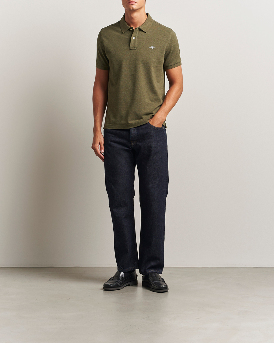 Herre | Polotrøjer | GANT | The Original Polo Khaki Green Melange