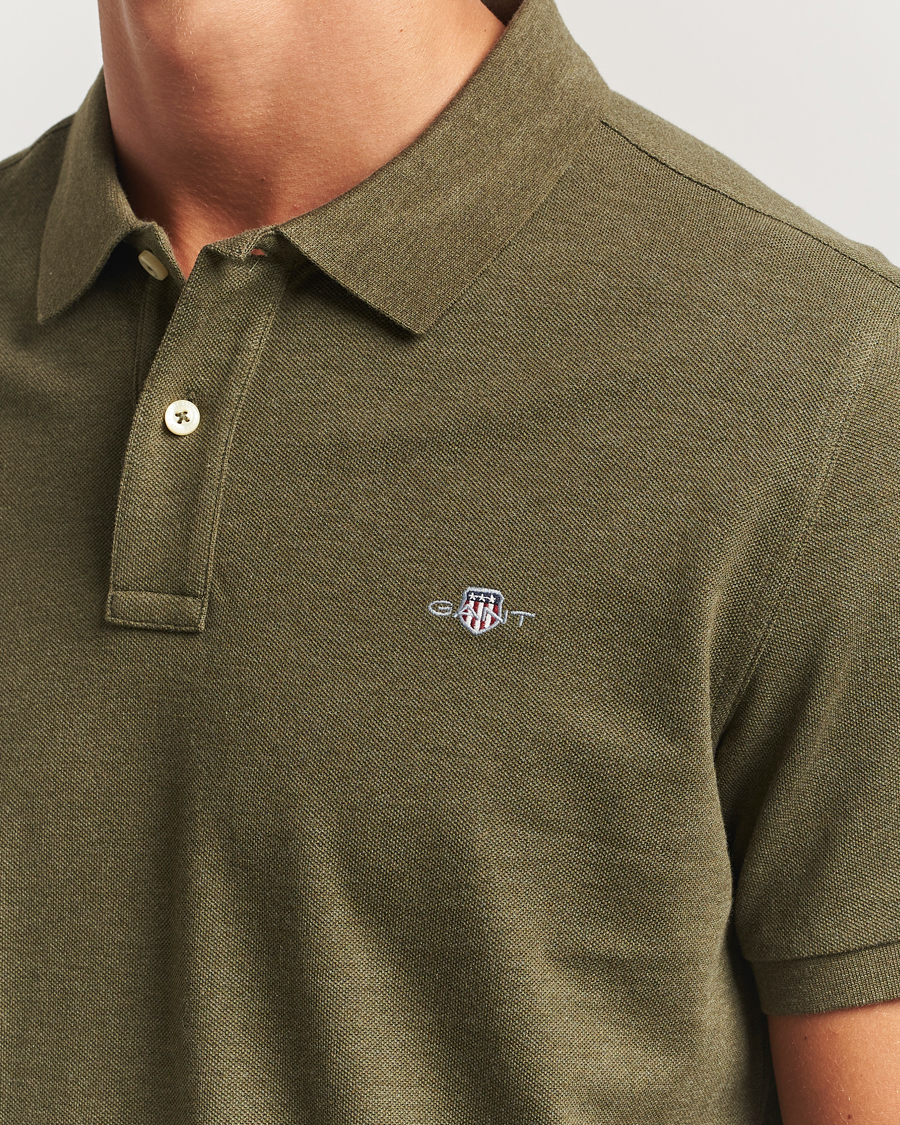 Herre | Polotrøjer | GANT | The Original Polo Khaki Green Melange