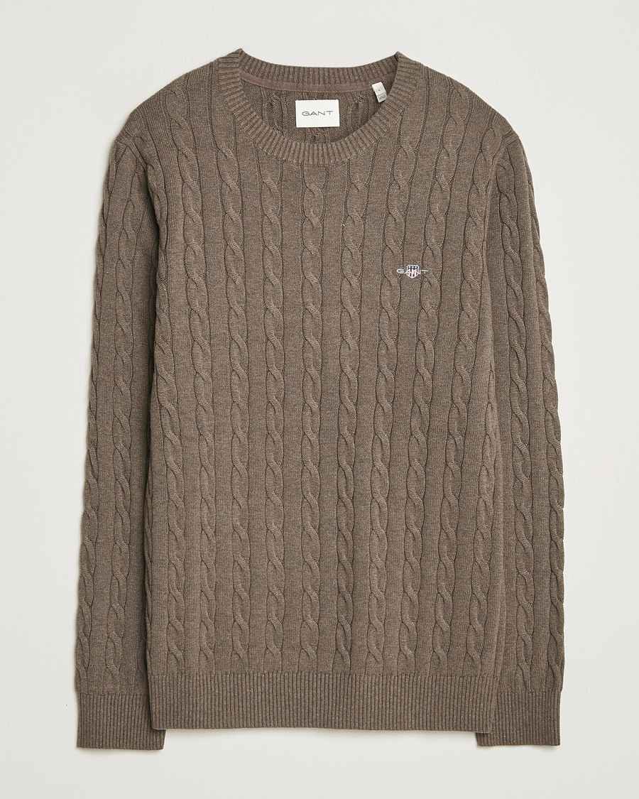 Herre | Trøjer | GANT | Cotton Cable Crew Neck Pullover Seawood Melange