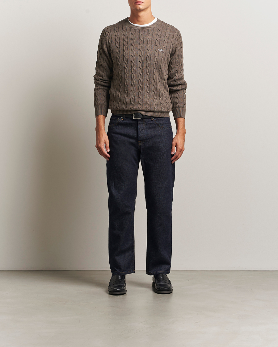 Herre | Trøjer | GANT | Cotton Cable Crew Neck Pullover Seawood Melange