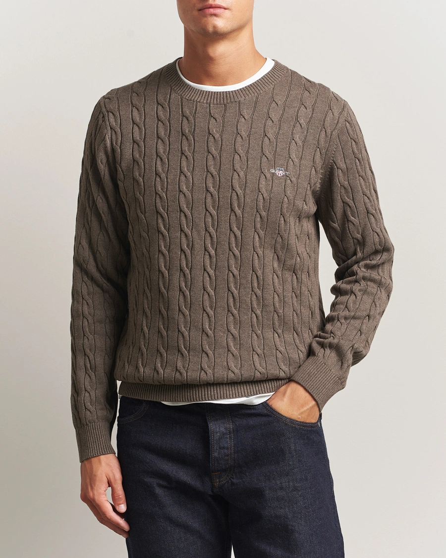 Herre | Trøjer | GANT | Cotton Cable Crew Neck Pullover Seawood Melange