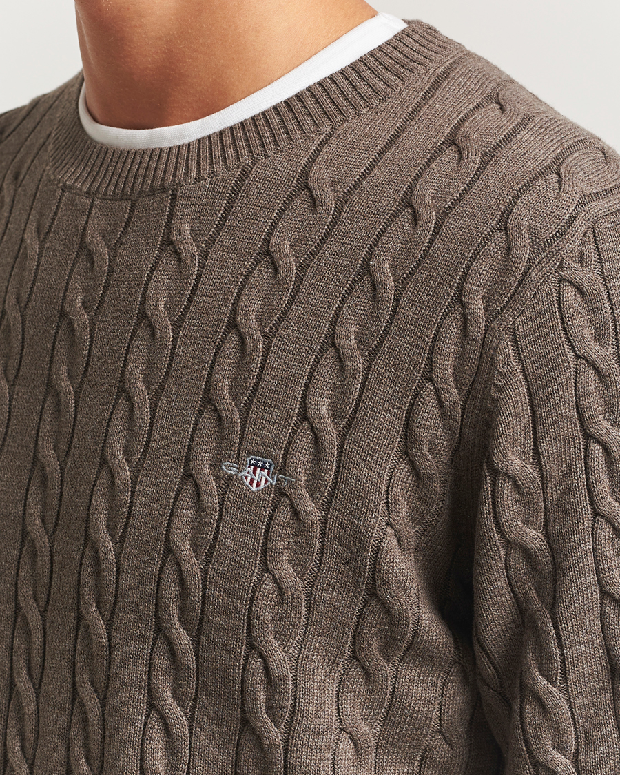 Herre | Trøjer | GANT | Cotton Cable Crew Neck Pullover Seawood Melange