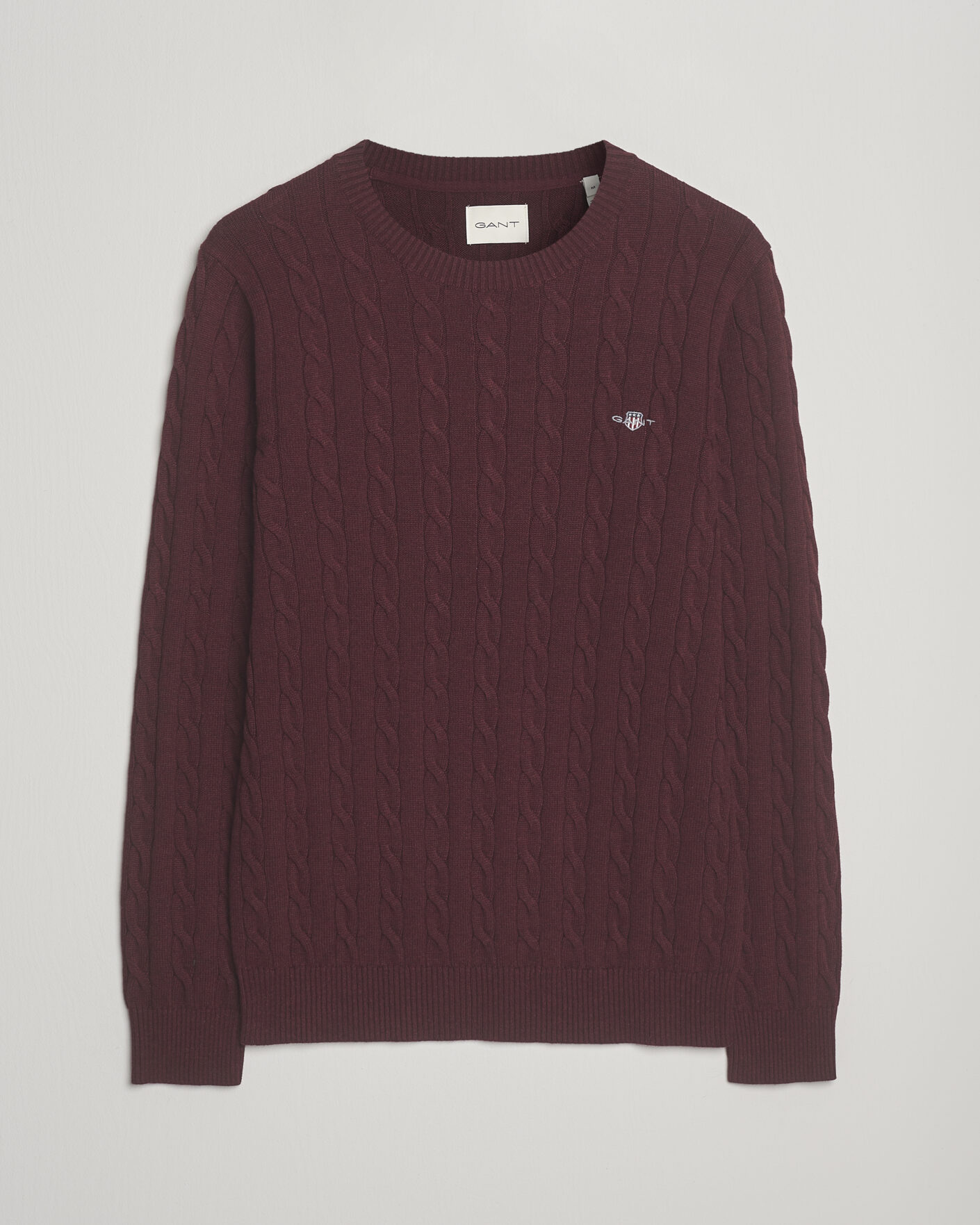 Herre | Trøjer | GANT | Cotton Cable Crew Neck Pullover Bordeaux Melange