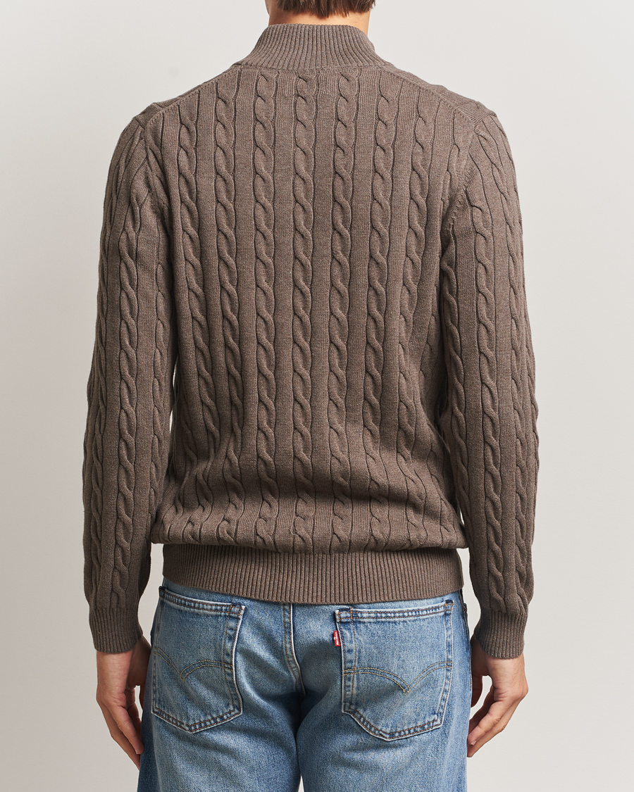 Herre | Trøjer | GANT | Cotton Cable Half Zip Seawood Melange