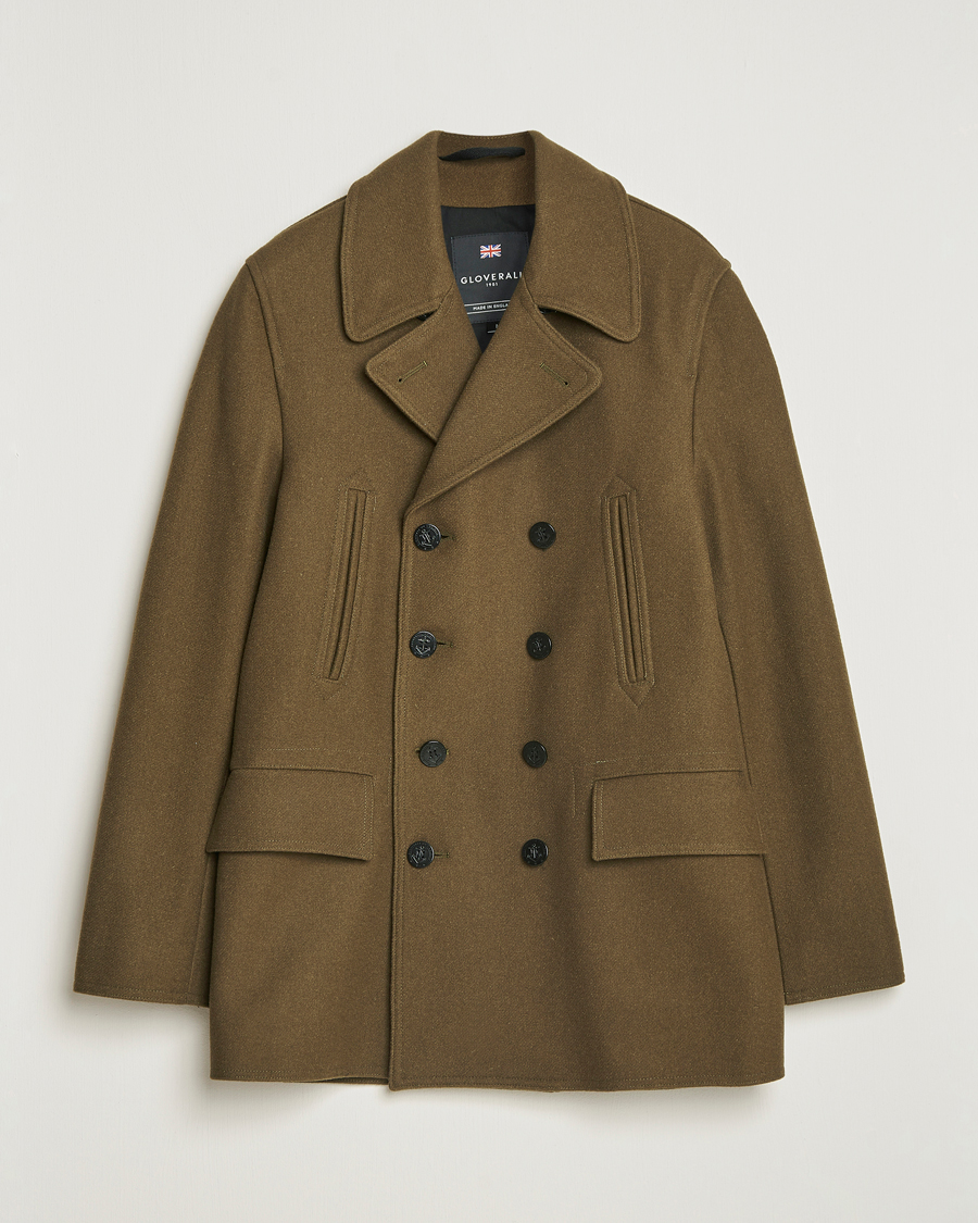Herre | Jakker | Gloverall | Churchill Reefer Peacoat Loden Green