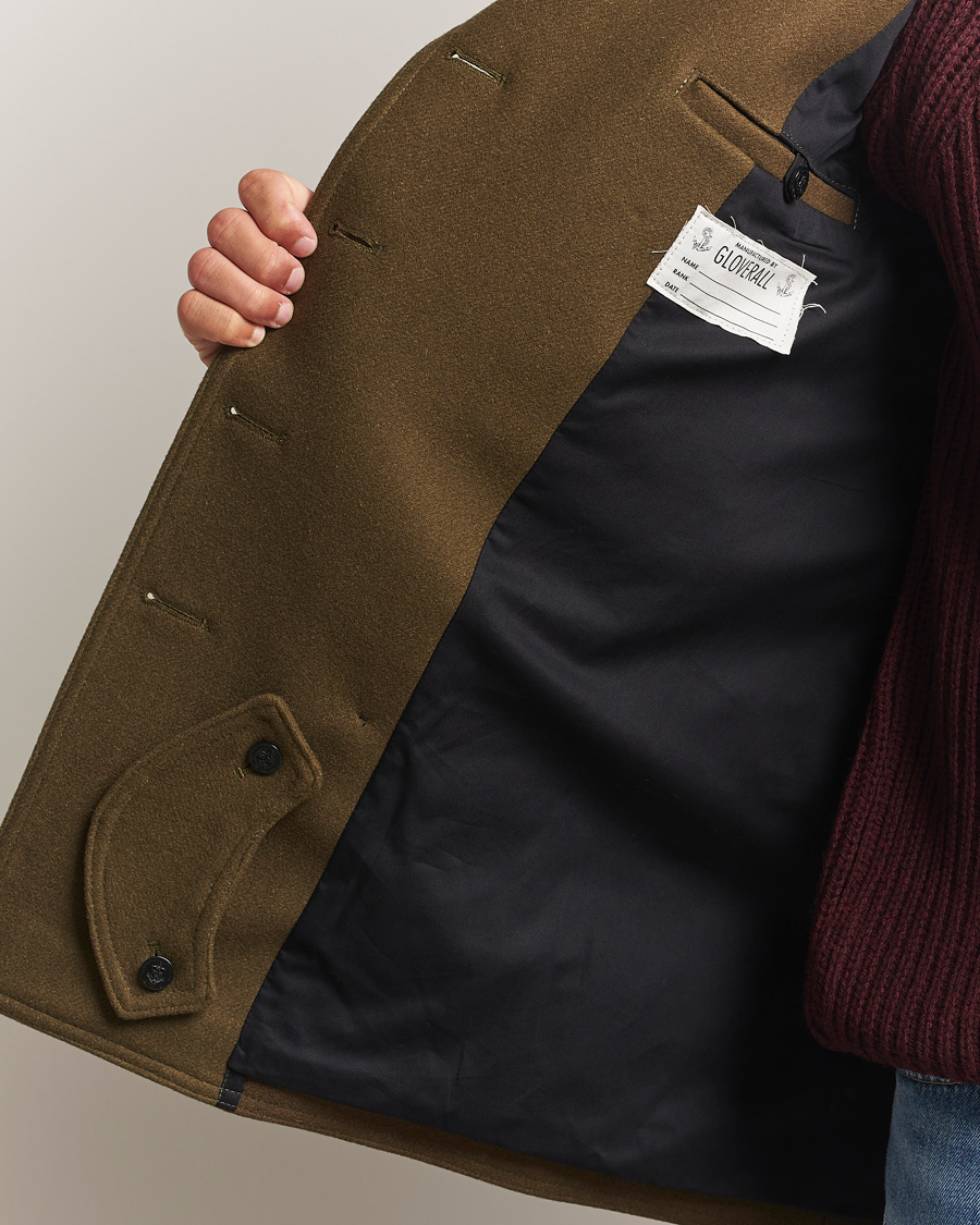 Herre | Jakker | Gloverall | Churchill Reefer Peacoat Loden Green