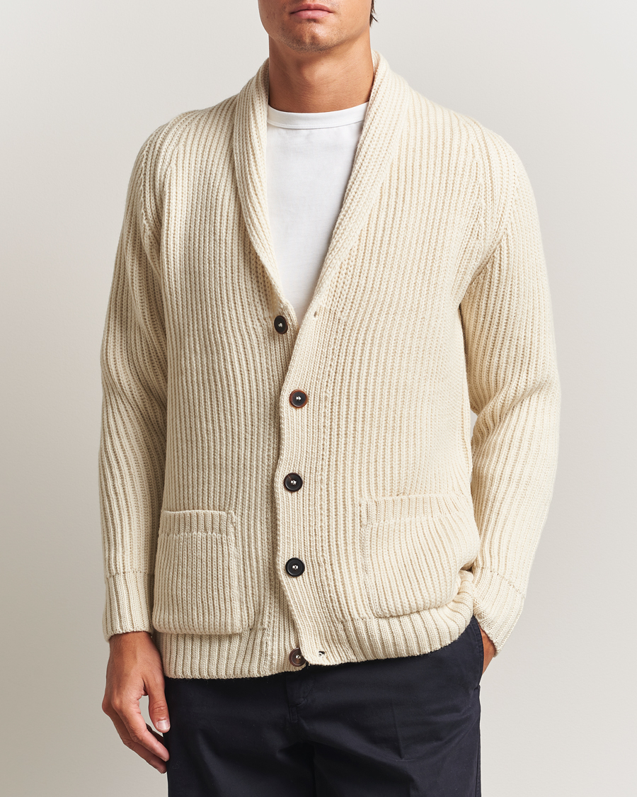 Herre | Trøjer | Gloverall | Shawl Collar Cardigan Ecru