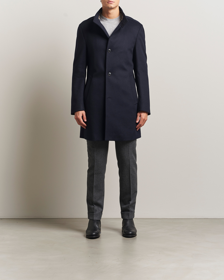 Herre | Jakker | BOSS BLACK | Hyde Stand Up Collar Coat Dark Blue