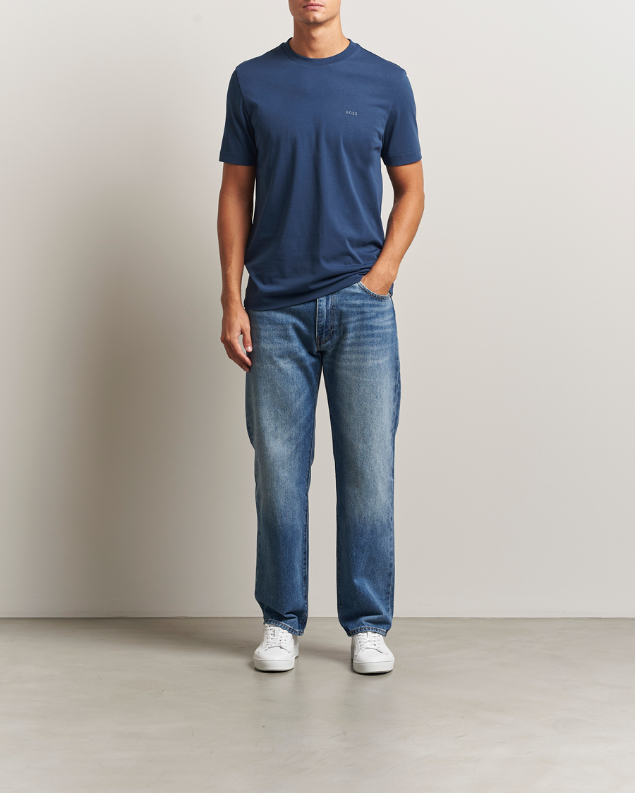 Herre | T-Shirts | BOSS BLACK | Thompson Crew Neck T-Shirt Open Blue