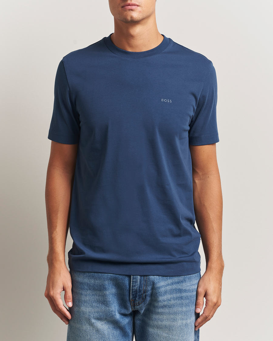 Herre | T-Shirts | BOSS BLACK | Thompson Crew Neck T-Shirt Open Blue