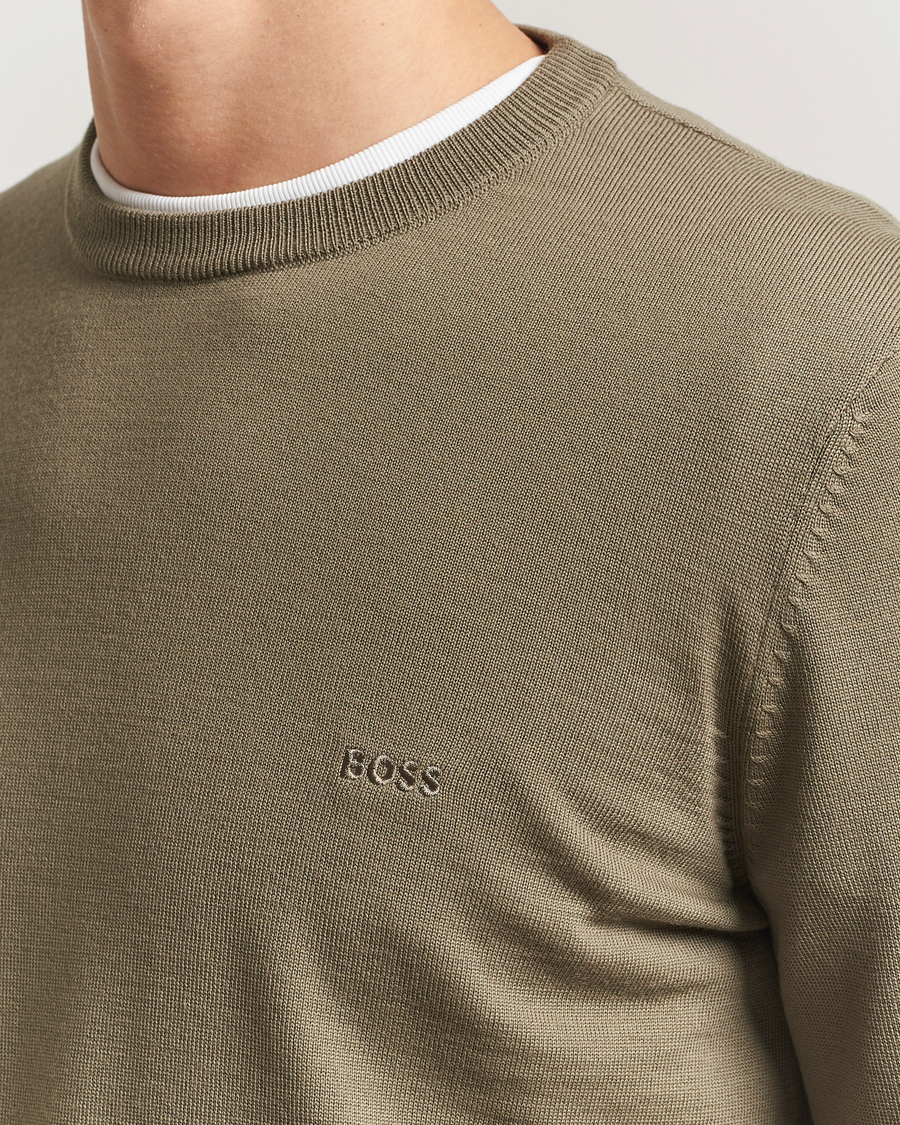 Herre | Trøjer | BOSS BLACK | Botto Merino Knitted Pullover Open Brown