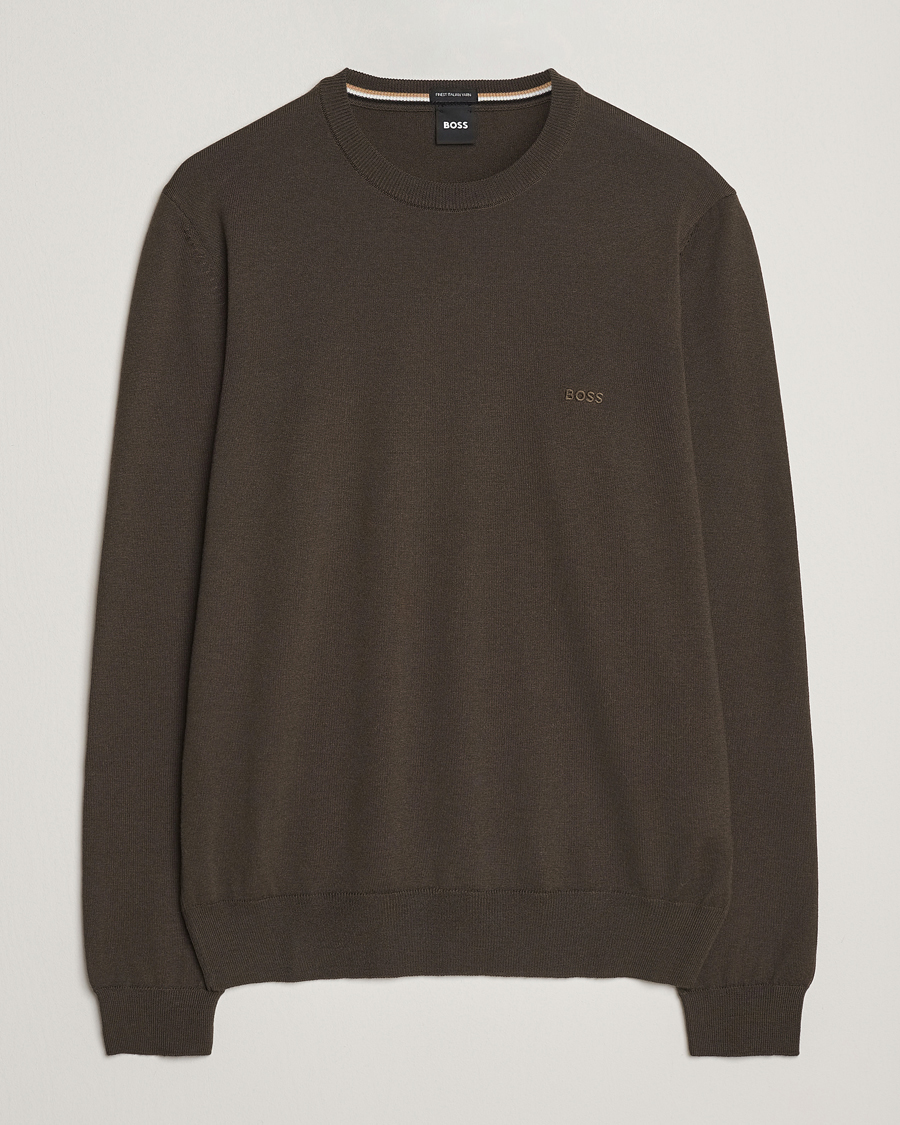 Herre | Trøjer | BOSS BLACK | Botto Merino Knitted Pullover Open Green