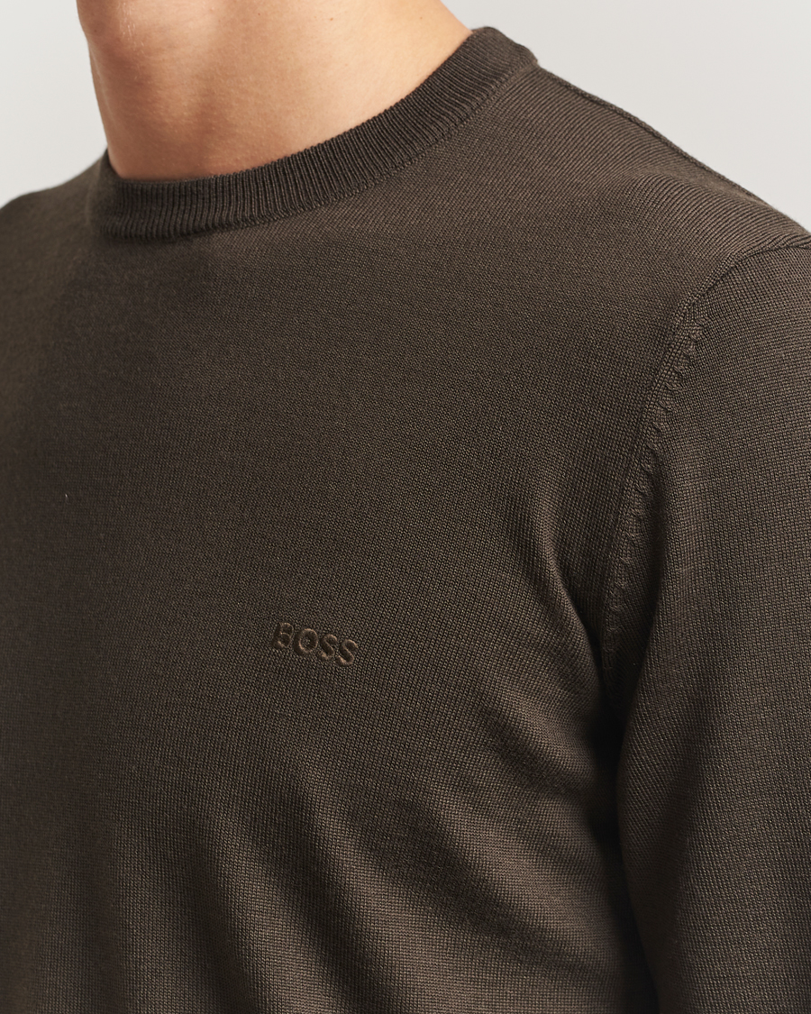 Herre | Trøjer | BOSS BLACK | Botto Merino Knitted Pullover Open Green