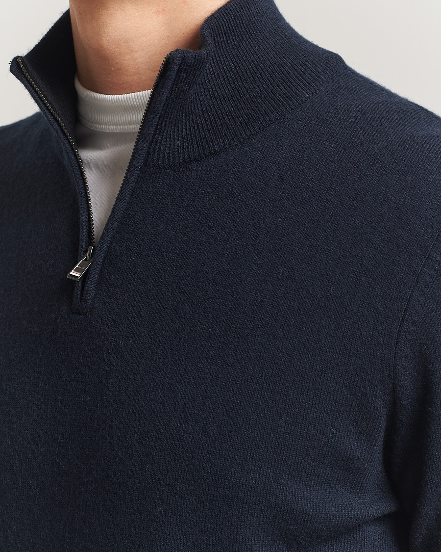 Herre | Trøjer | BOSS BLACK | Hemarlo Wool/Cashmere Half Zip Dark Blue
