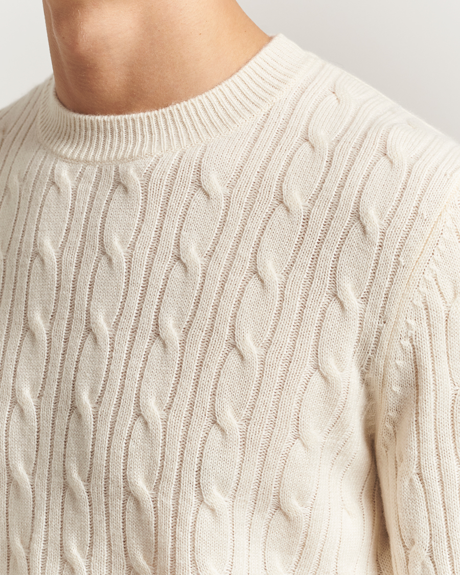 Herre | Trøjer | BOSS BLACK | Hetico Wool/Cashmere Cable Sweater Open White